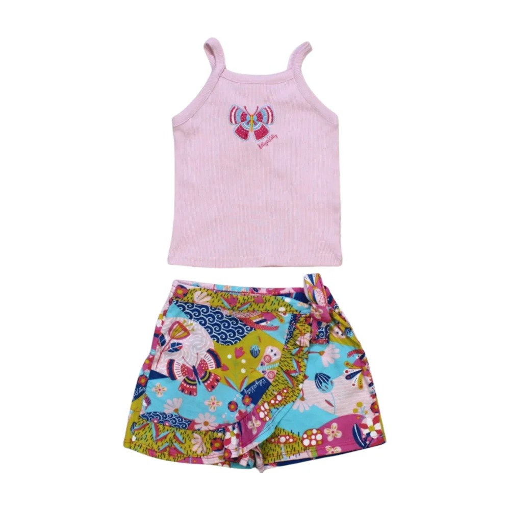 Conjunto Feminino Blusa e Shorts Saia Estampado Flores 50984 – Kely kety