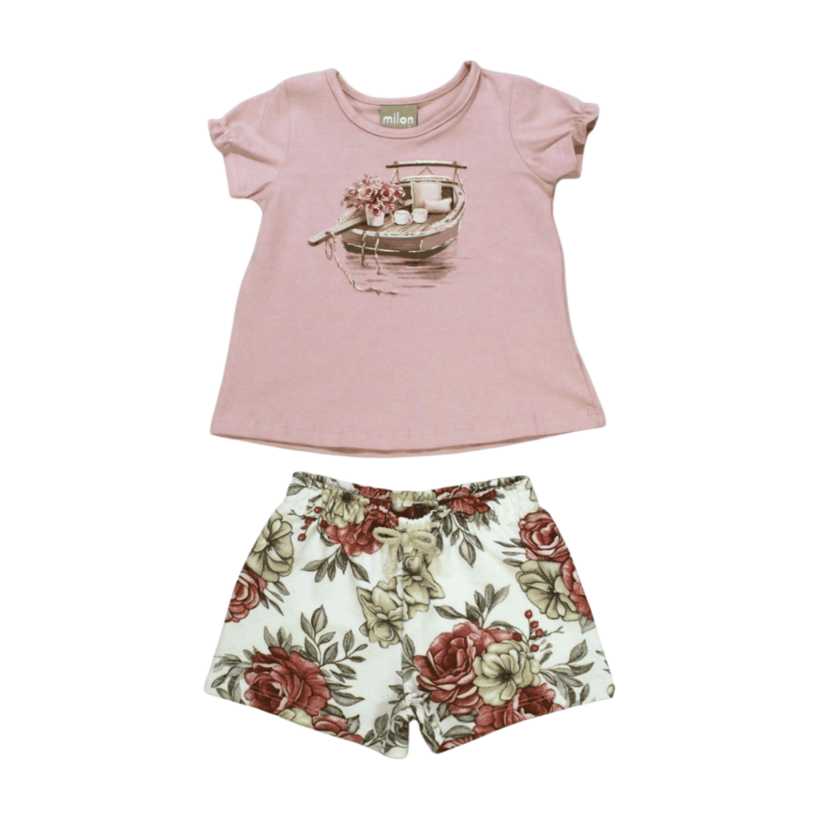 Conjunto Feminino Blusa Estampa Barco e Shorts Moletinho 2000534 – Milon