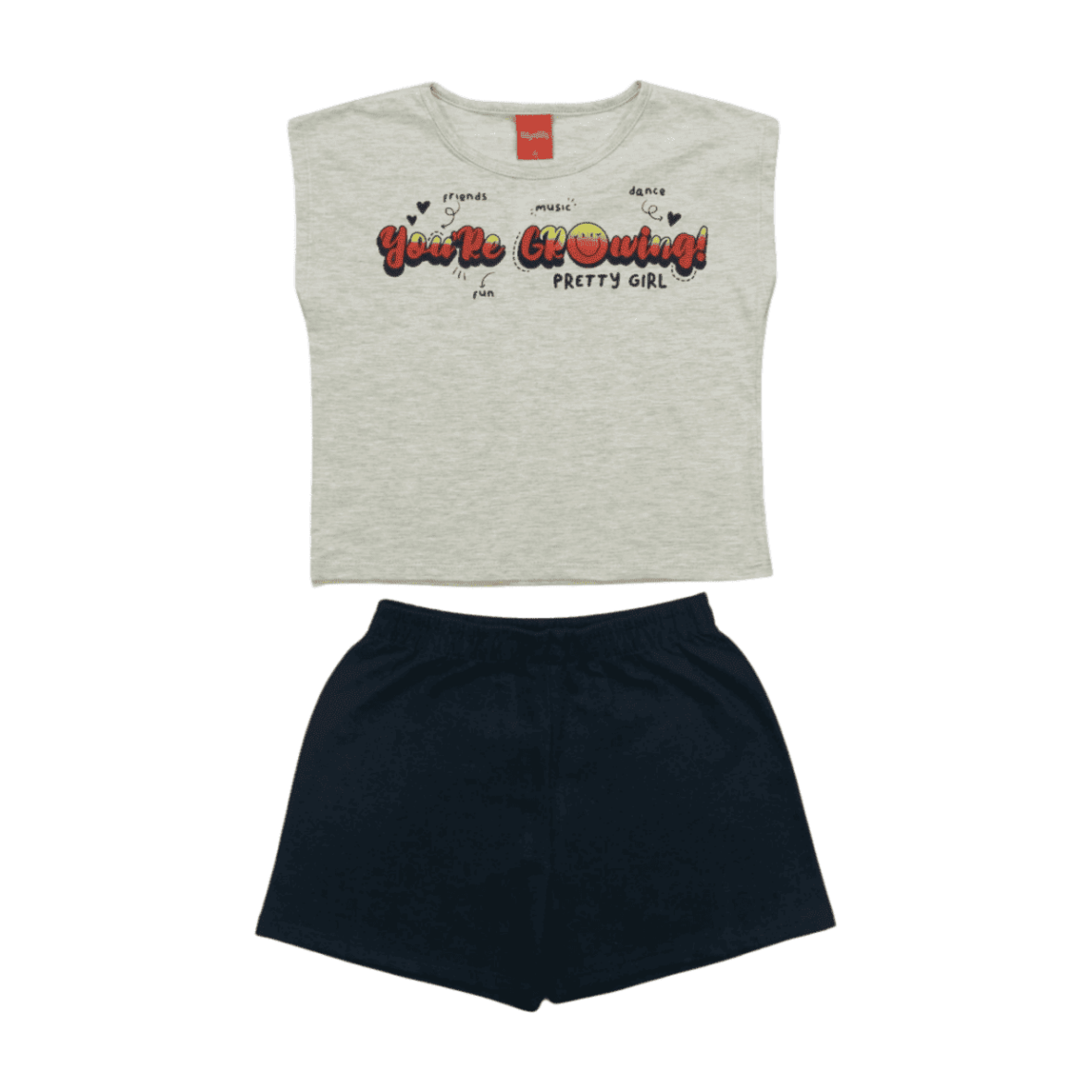Conjunto Feminino Blusa Estampa Growing e Shorts Moletinho 50931 – Kely Kety