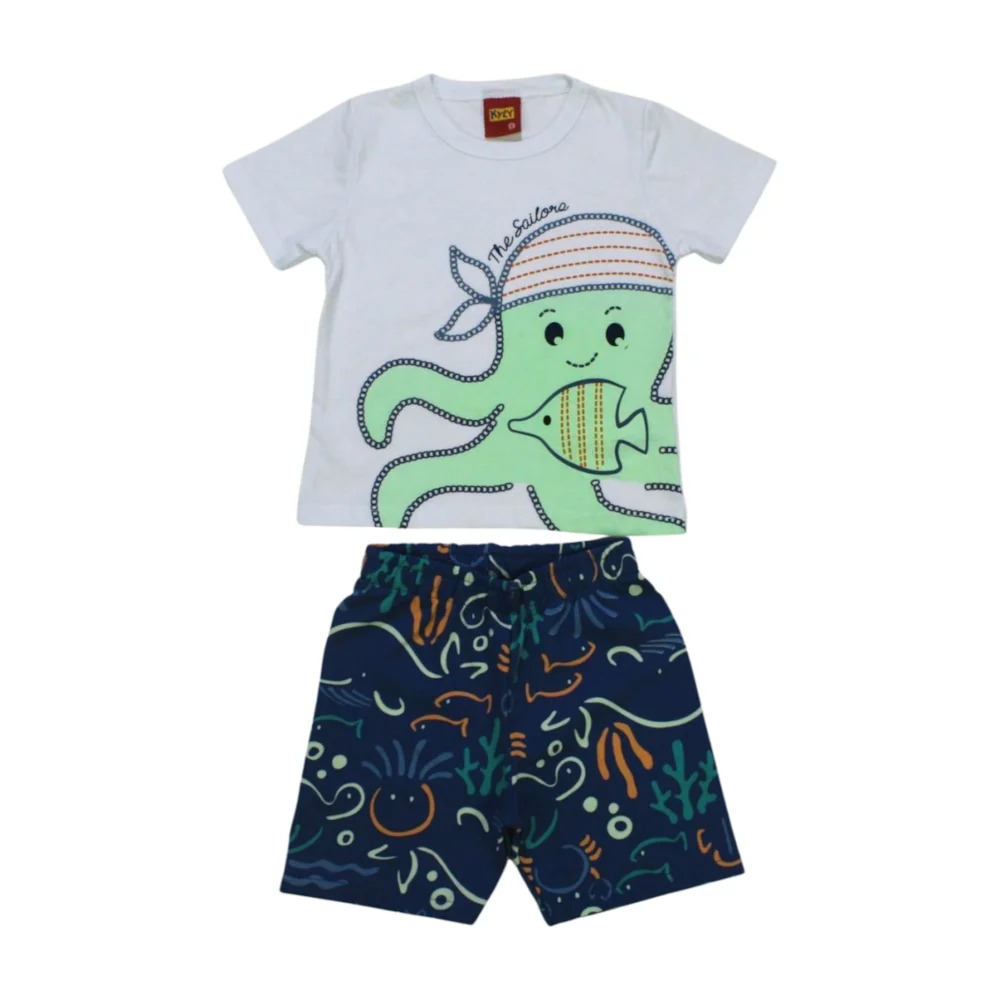 Conjunto Masculino Camiseta Estampa Polvo e Bermuda Moletinho 1000583 – Kyly