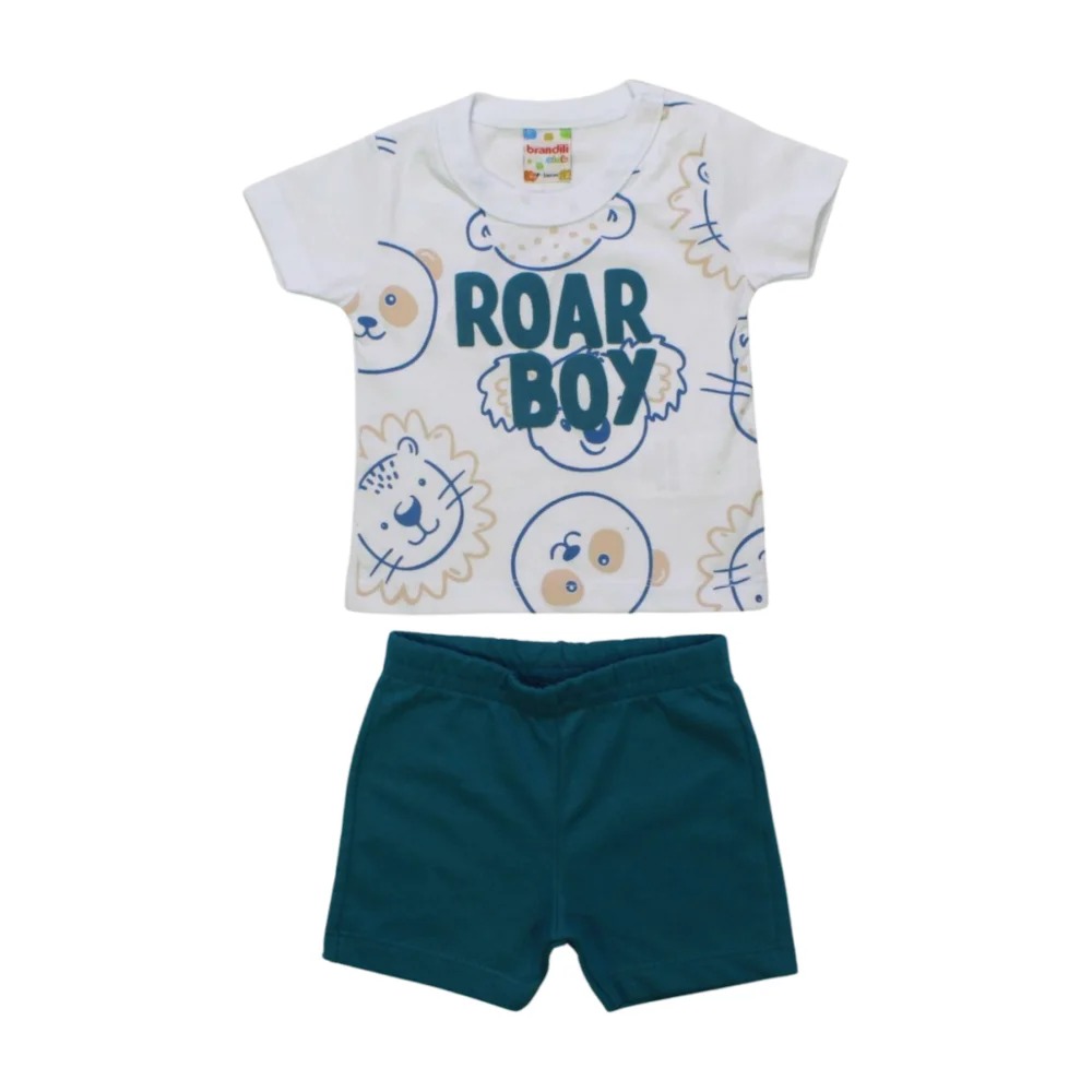 Conjunto Masculino Camiseta Estampa Roar e Bermuda Moletinho 26114 – Brandili