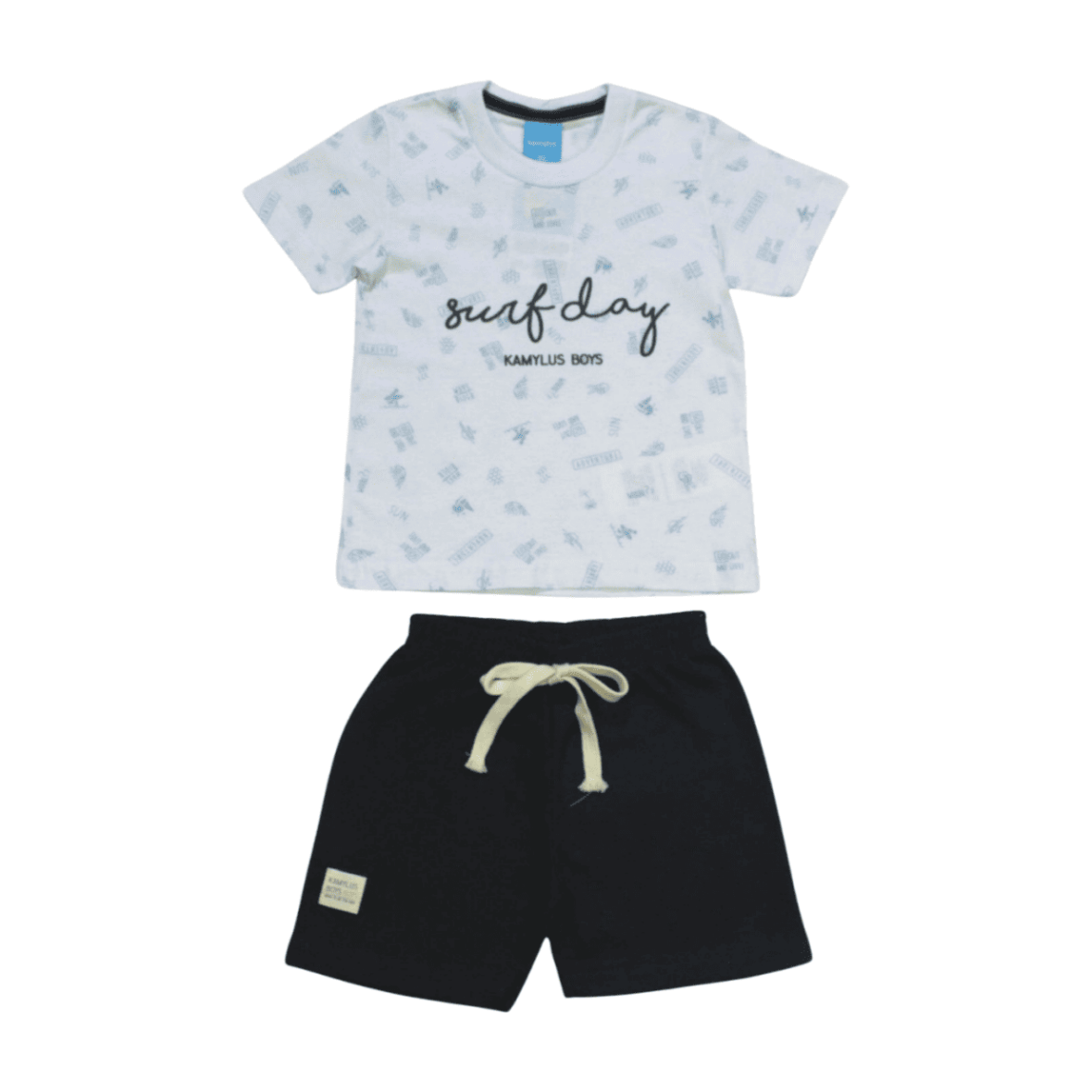 Conjunto Masculino Camiseta Estampa Surf Day e Bermuda Moletinho 43710 – Kamylus