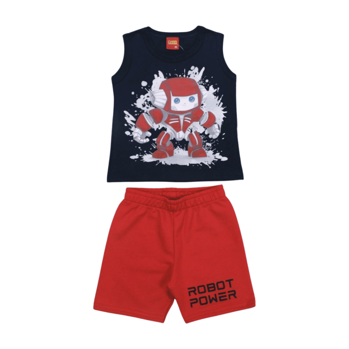 Conjunto Masculino Regata Estampa Robô e Bermuda Moletinho 1000578 – Kyly