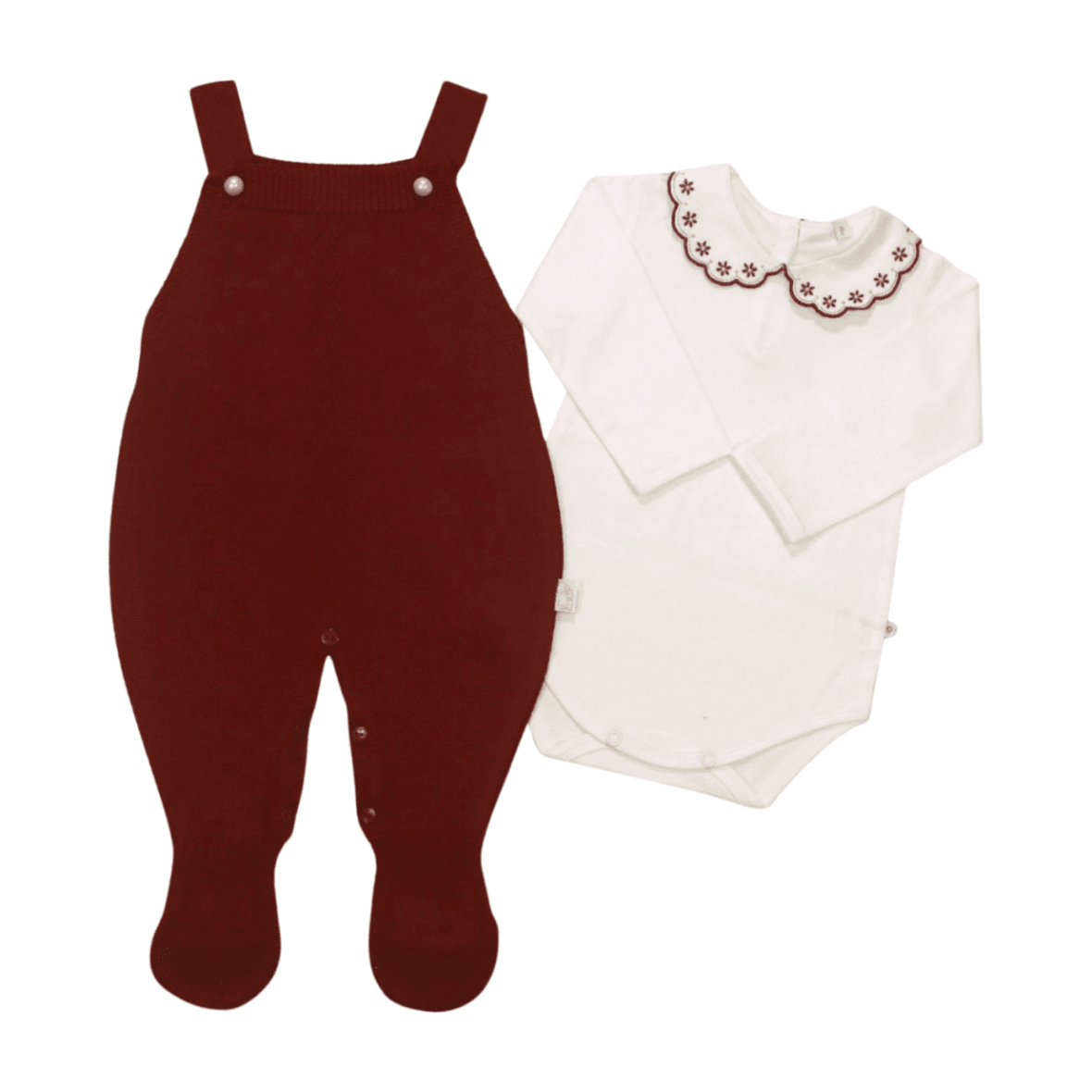 Macacão Tricô Longo Feminino com Body Bordado Flores 2 Peças 2694 – Chandra