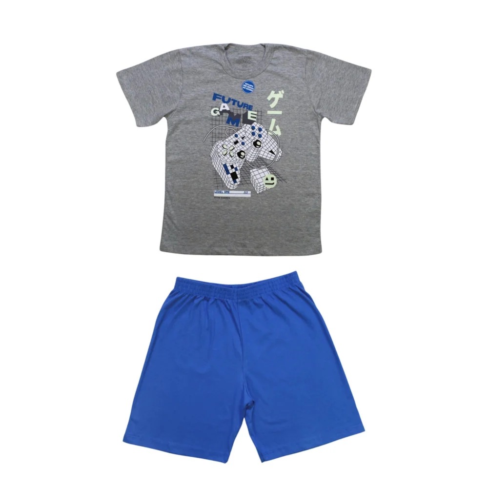 Pijama Malha Curto Masculino Estampa Game Brilha no Escuro 9267 – Bicho Bagunça