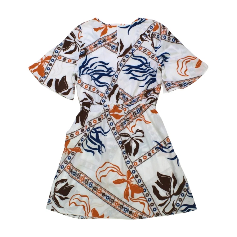 Vestido Manga Curta em Tecido Plano Estampado 73267 – Cereja Rosa