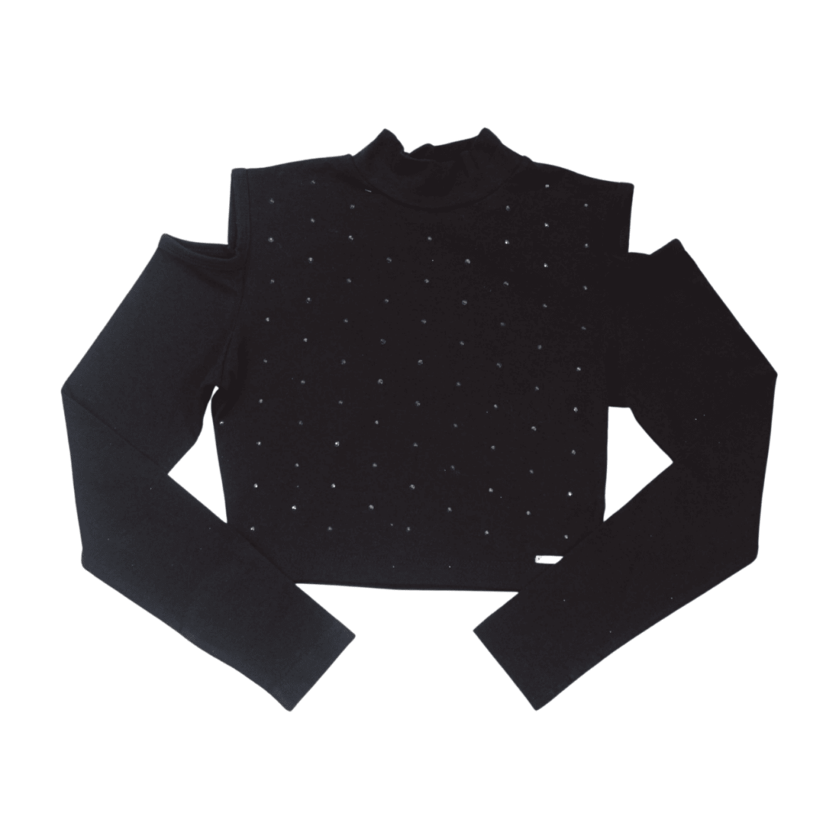 Blusa Manga Longa Cropped com Strass 15314  – Dway