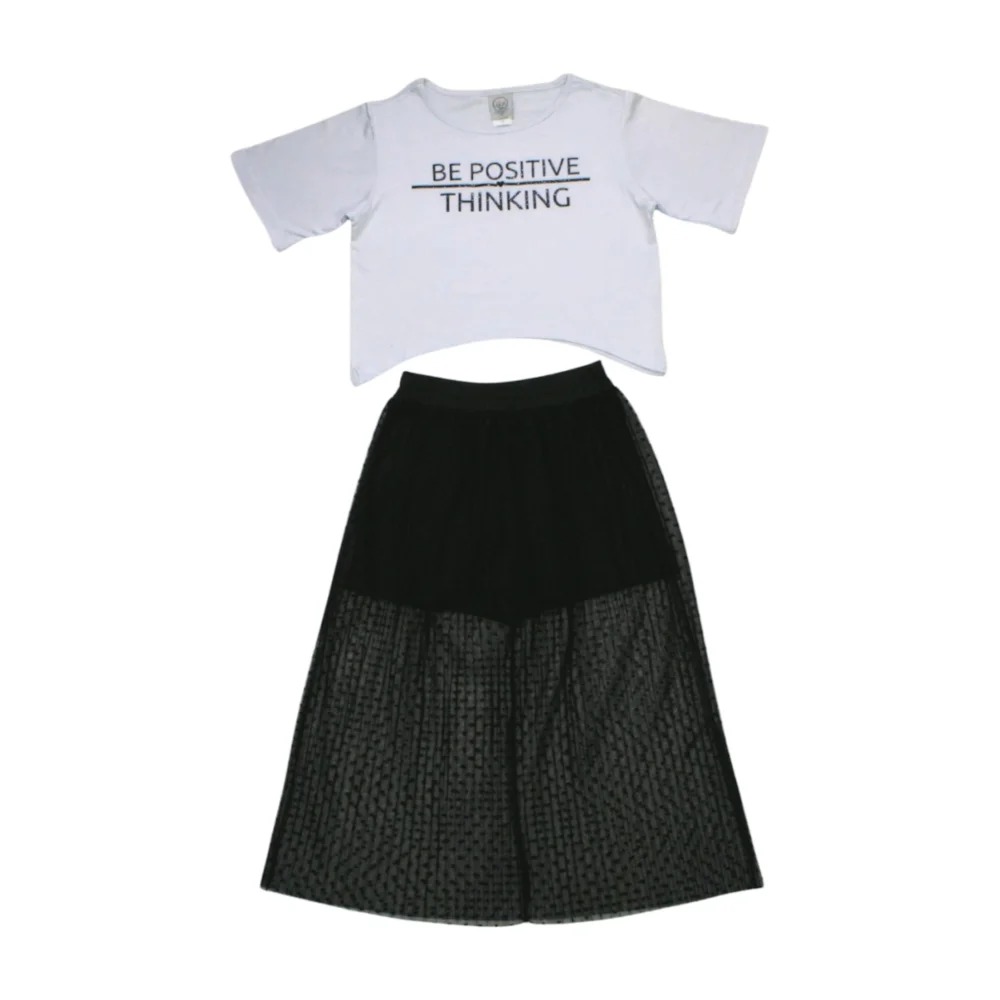 Conjunto Feminino Blusa Positive e Saia Midi com Tule 709 – Lit