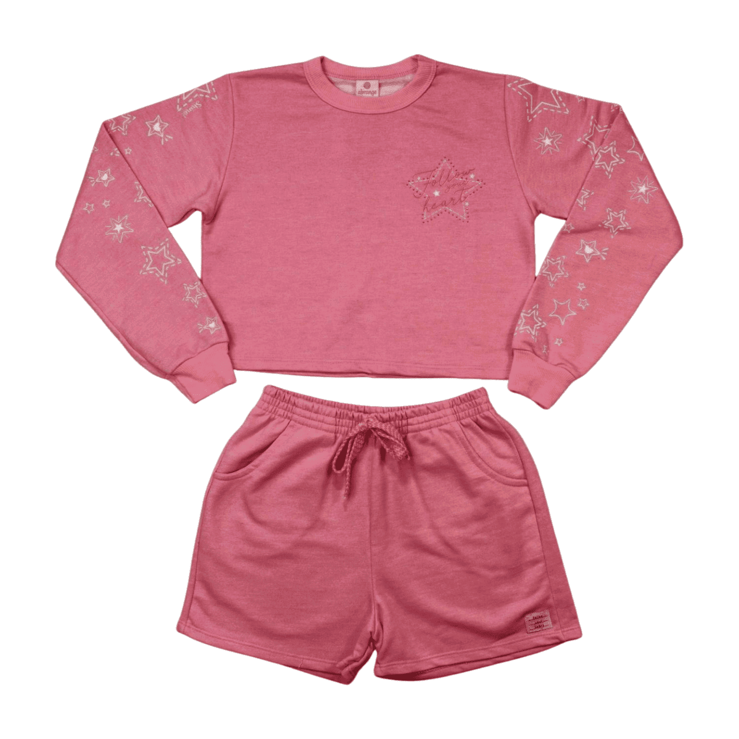 Conjunto Longo Moletom Blusa Estrelas , Shorts 14863 - Abrange