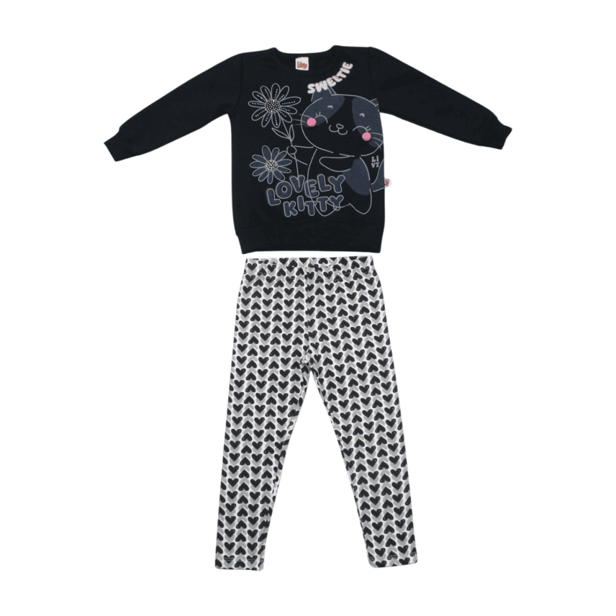 Conjunto Longo Feminino Blusão e Legging Estampada Corações 9012 - Livy