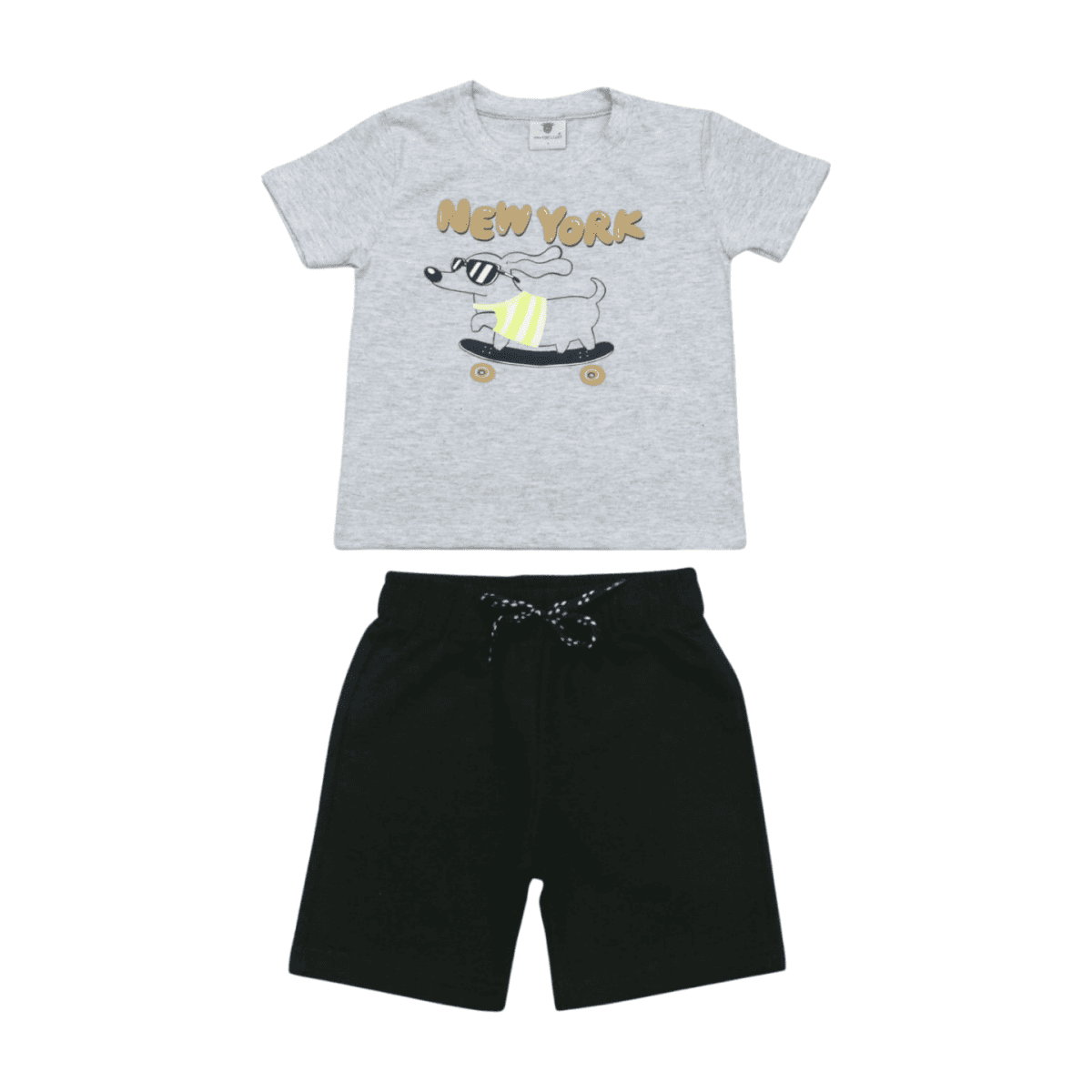 Conjunto Masculino Camiseta Estampa Dog e Bermuda Moletinho 8082 - By Gus