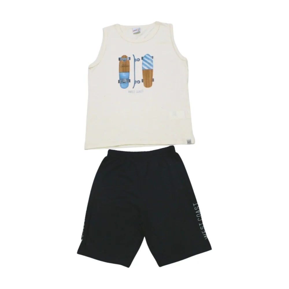 Conjunto Masculino Regata Estampa Skates e Bermuda Moletinho 11479 – Kaiani