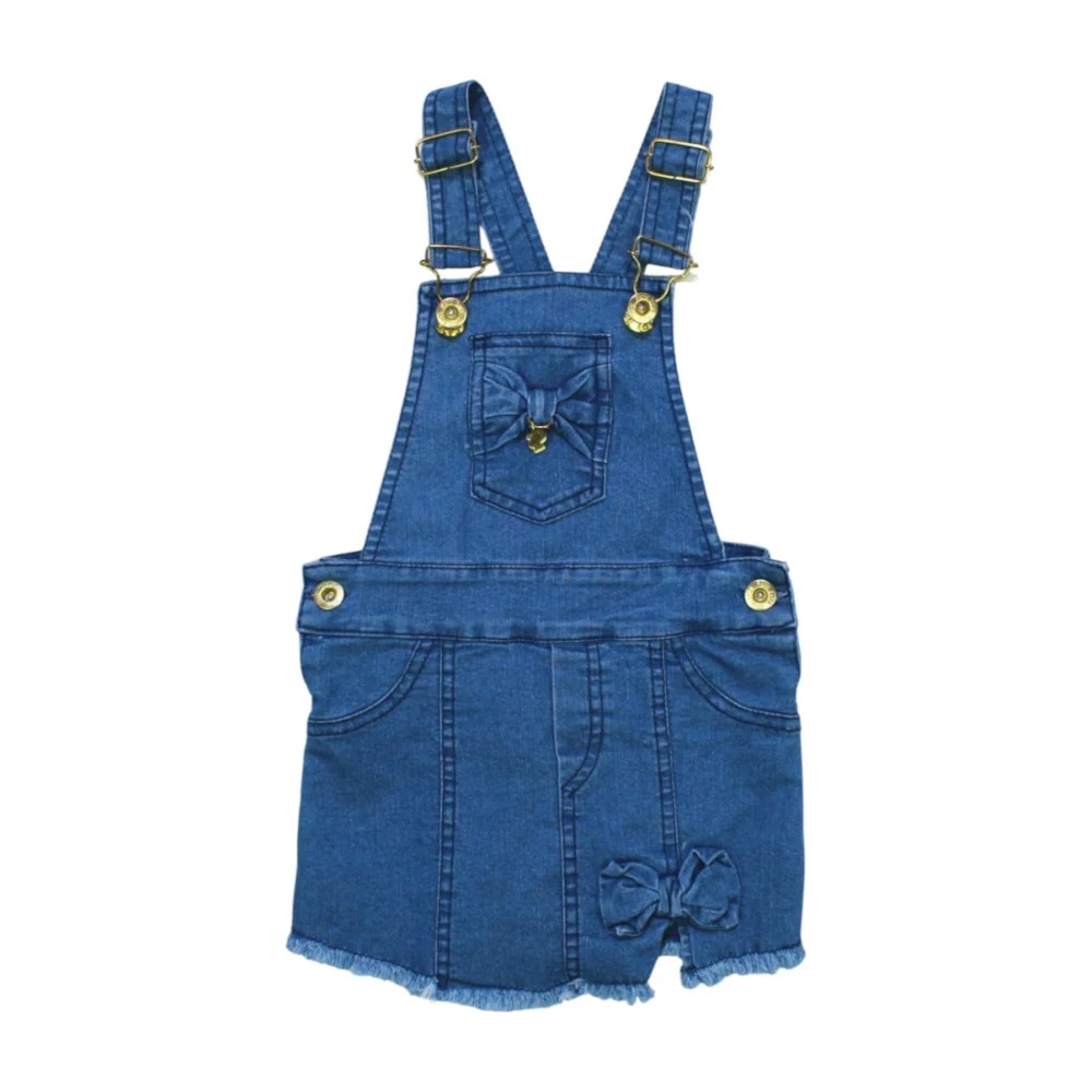 Jardineira Jeans Curta Feminina Laço 1594 – Petit Tathi