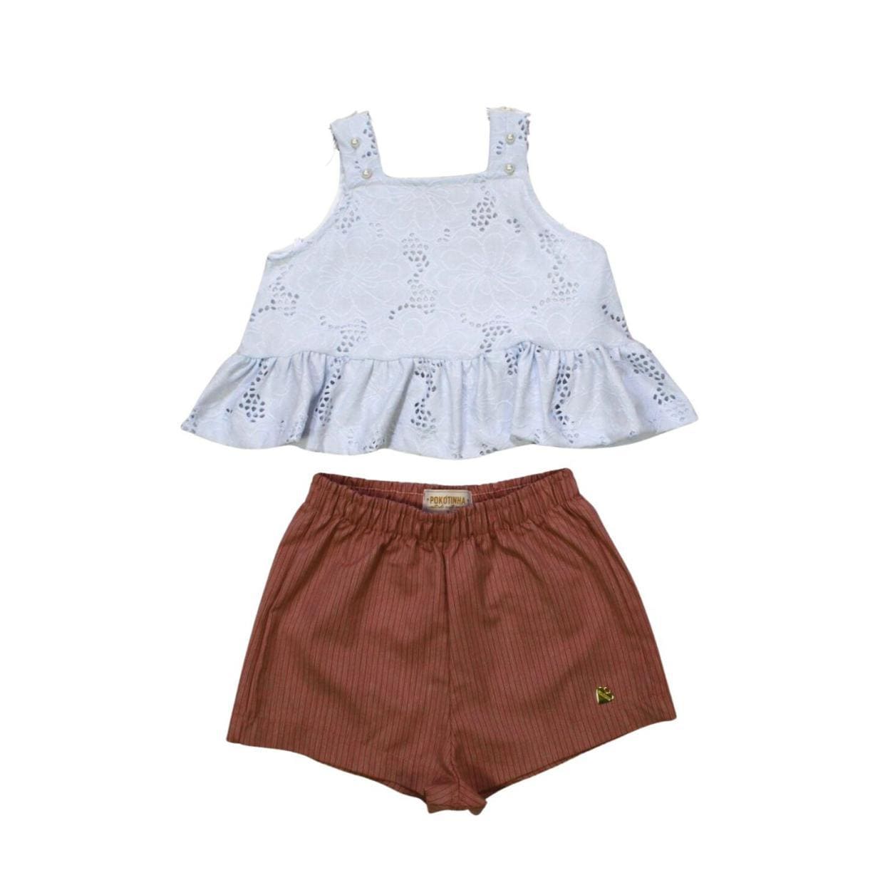 Conjunto Feminino Blusa Lese e Shorts Tecido 7328 - Pokotinha