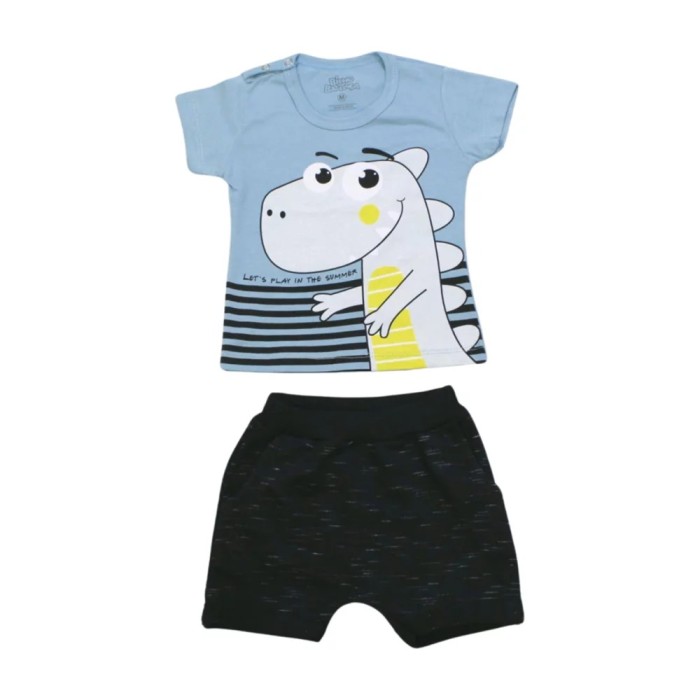 Conjunto Masculino Estampa Dino e Bermuda Moletinho 10008 – Bicho Bagunça