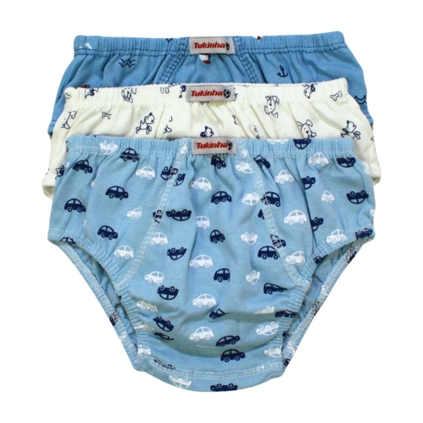 Kit Cueca Estampada Cores Sortidas 016 03Peças – Tukinha