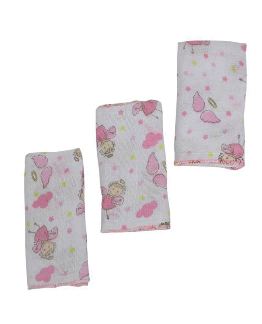 Kit Toalha de Boca Anjo da Guarda 0500220001 34cm x 40cm 3 Peças - Anjinho da Guarda