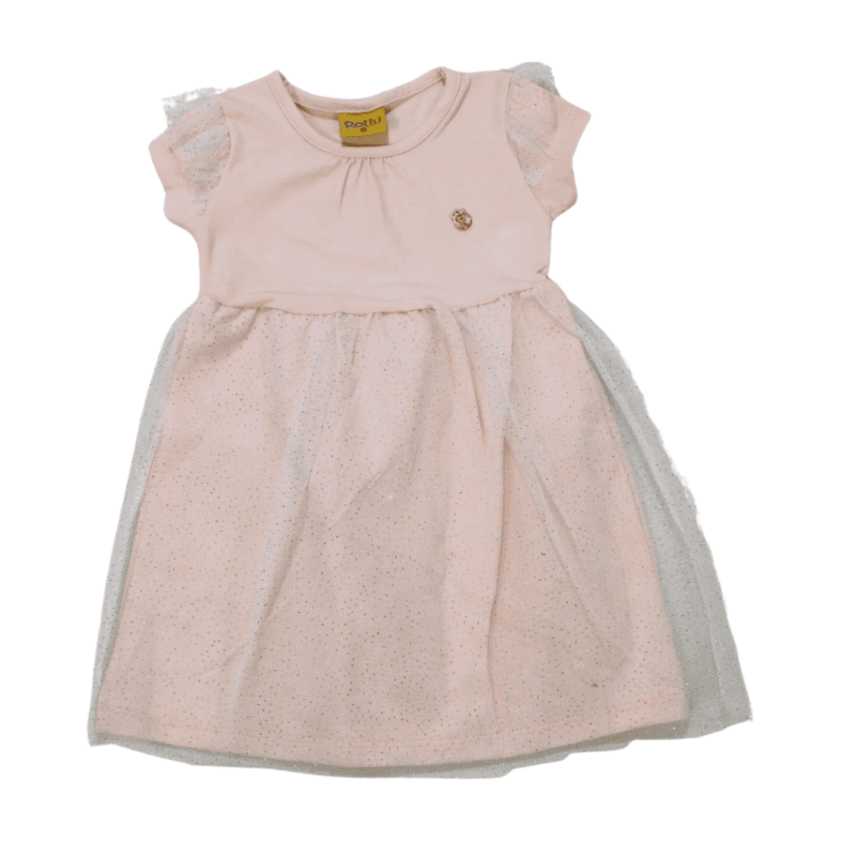 Vestido Manga Curta com Tule 21140 – Rollu