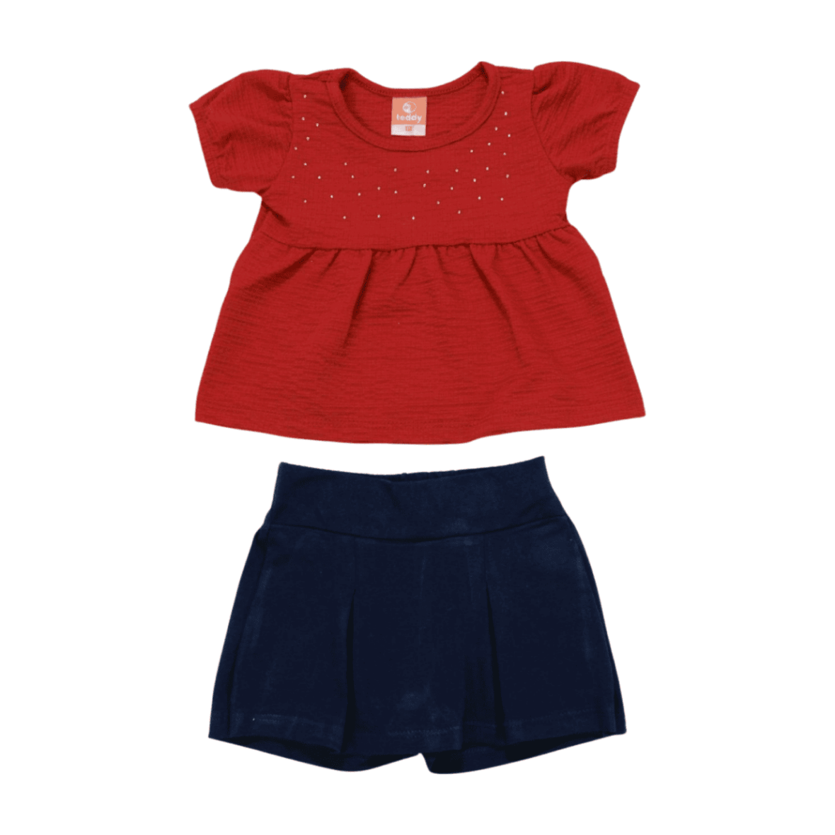 Conjunto Feminino Blusa com Strass e Shorts Saia 17511 – Teddy