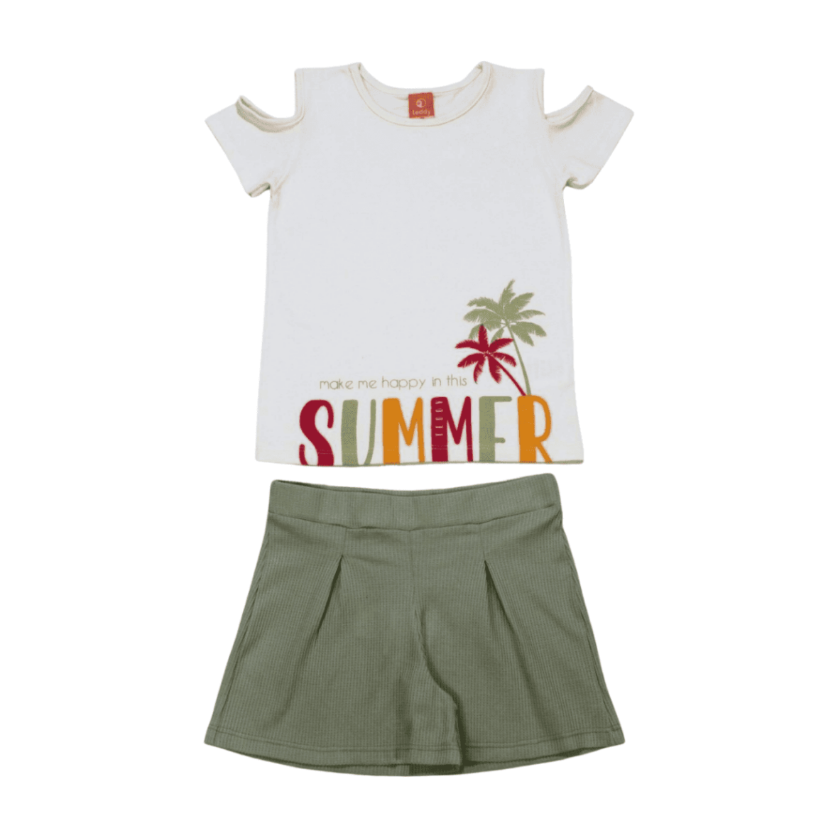 Conjunto Feminino Blusa Estampa Summer e Shorts Jacquard 17559 – Teddy