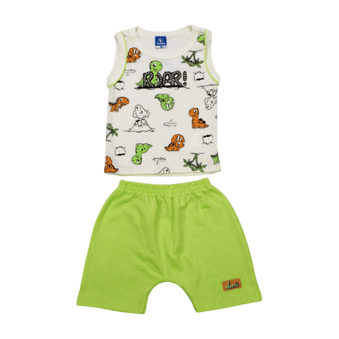 Conjunto Masculino Regata Estampa Dinossauros e Bermuda Moletinho 17593 – Teddy