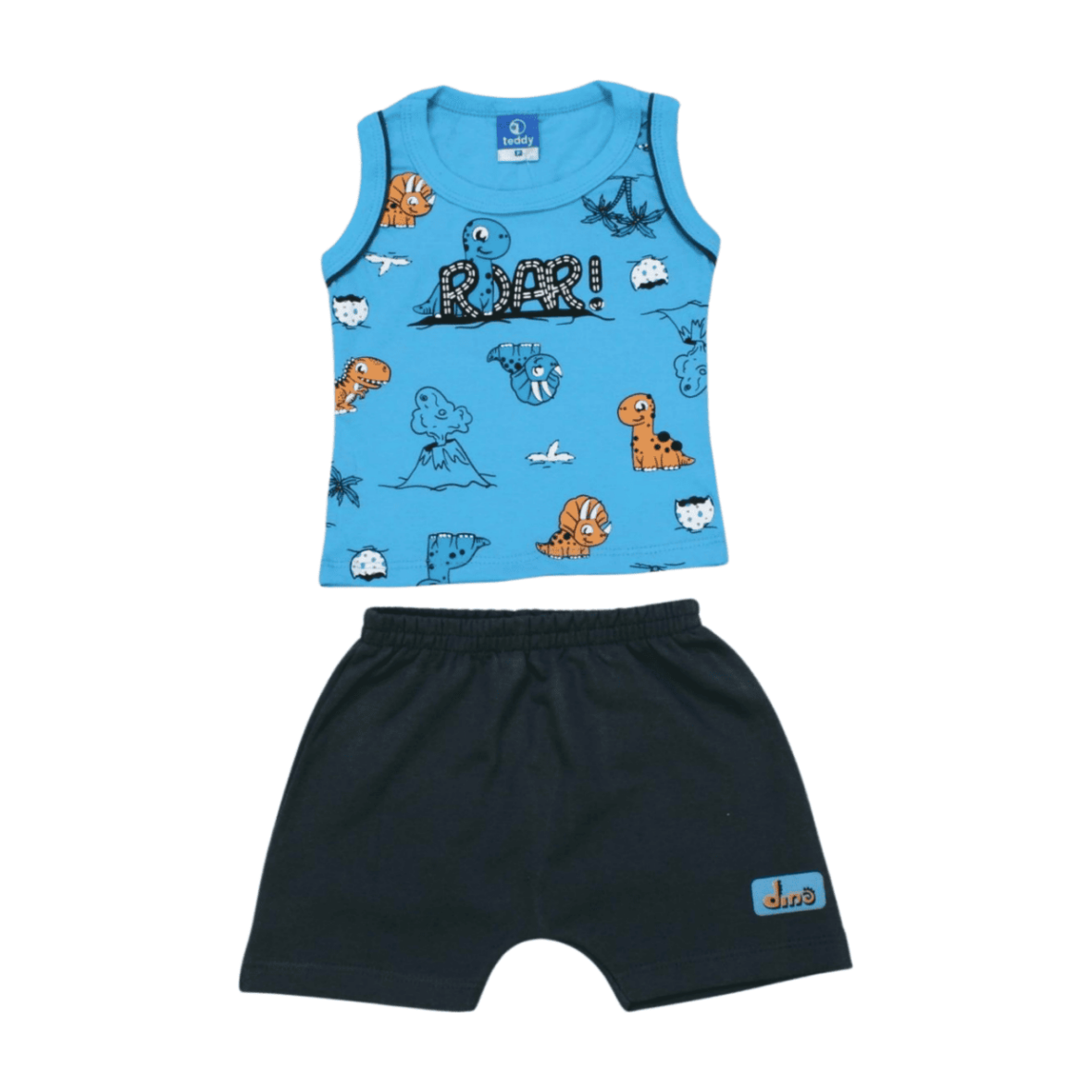 Conjunto Masculino Regata Estampa Dinossauros e Bermuda Moletinho 17593 – Teddy