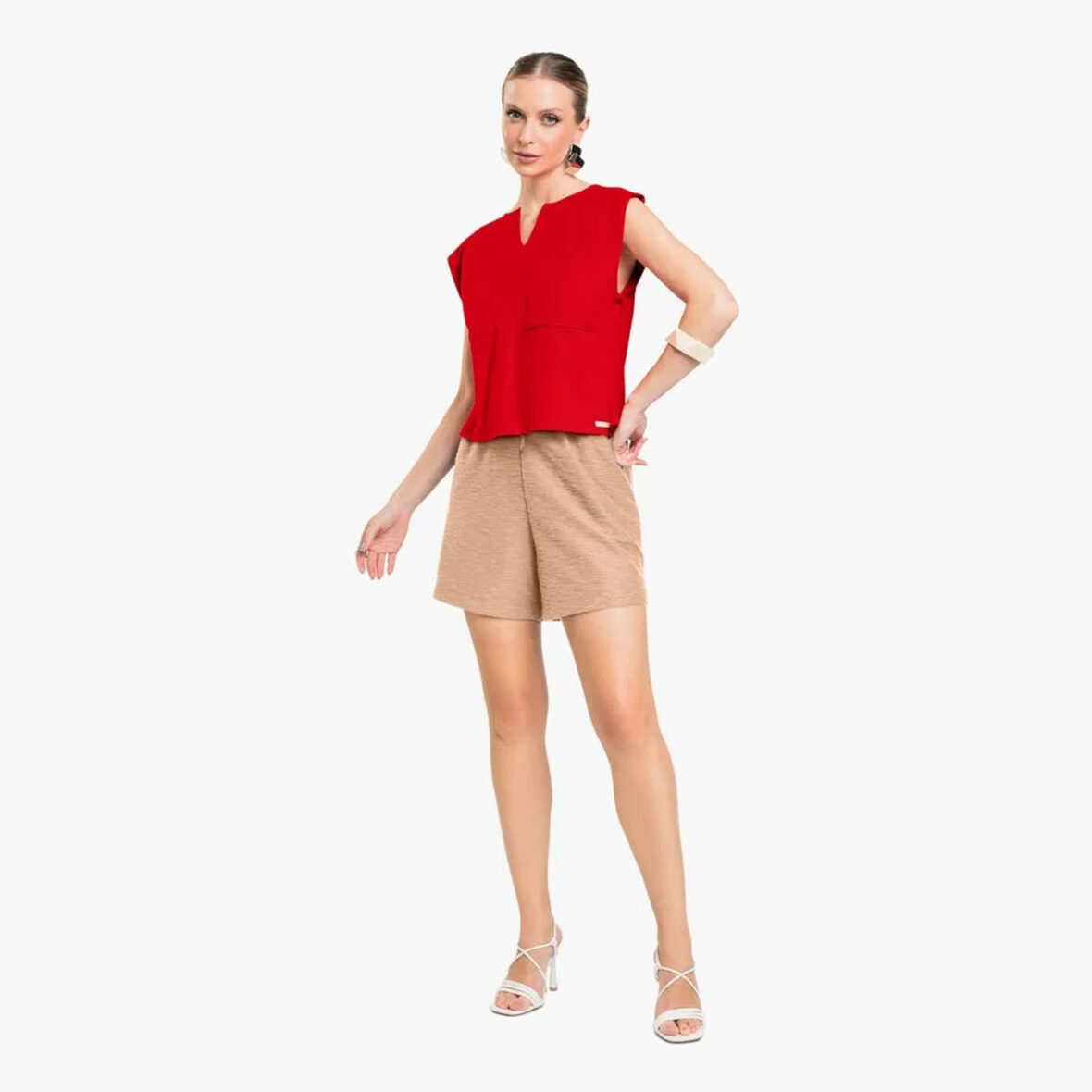 Blusa Cavada com Bolso 73196 – Cereja Rosa