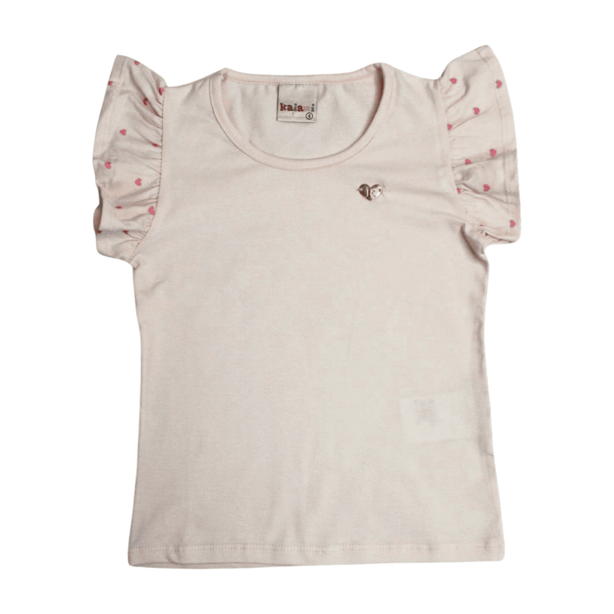 Blusa Manga Curta com Mangas Estampada Corações 11438 - Kaiani