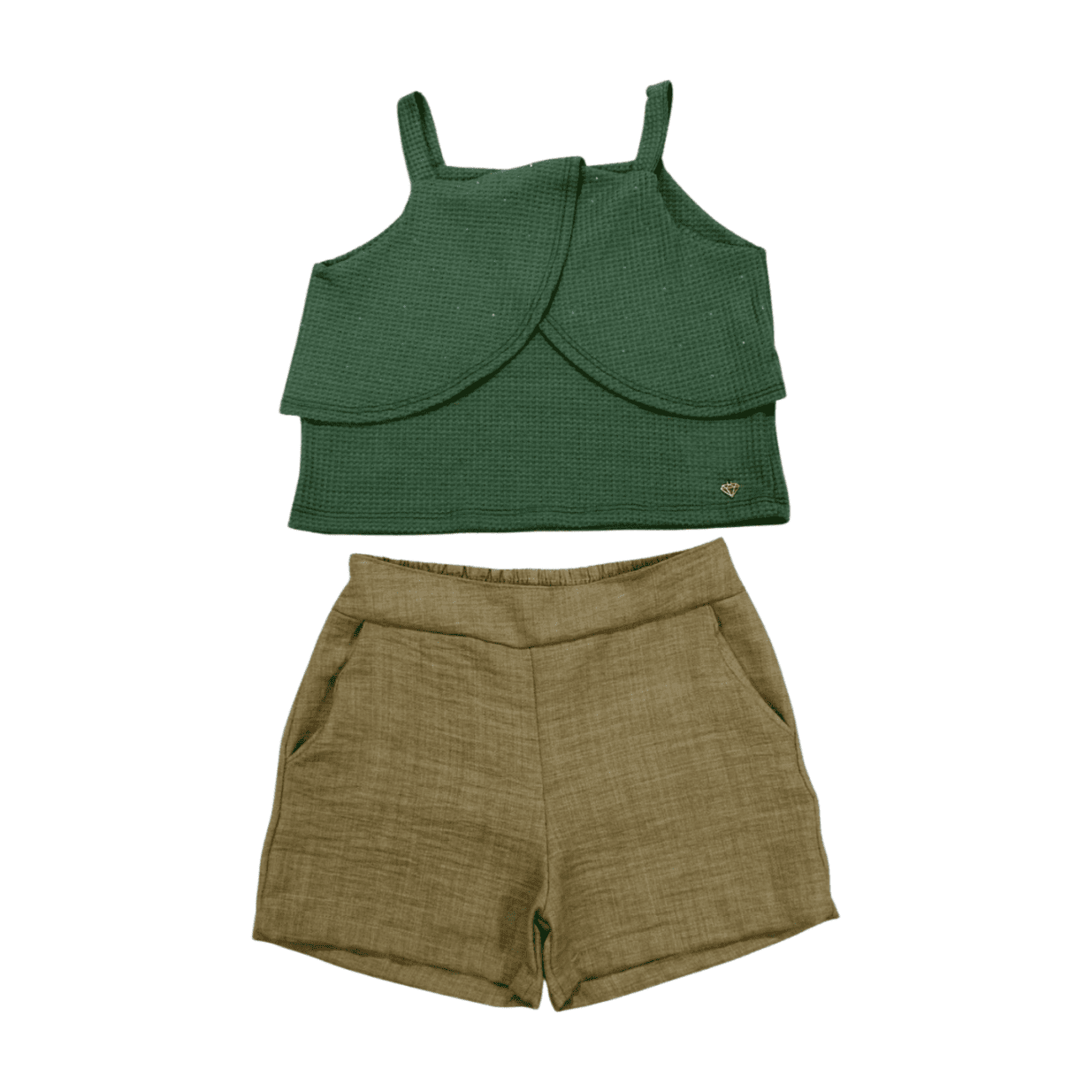 Conjunto Feminino Blusa com Strass e Shorts Tecido 11546 - Tiny Joy