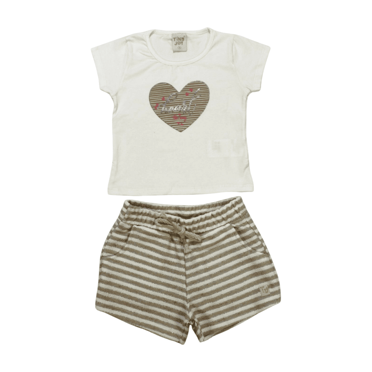 Conjunto Feminino Blusa Estampa Coração e Shorts Moletinho 11533 - Tiny Joy