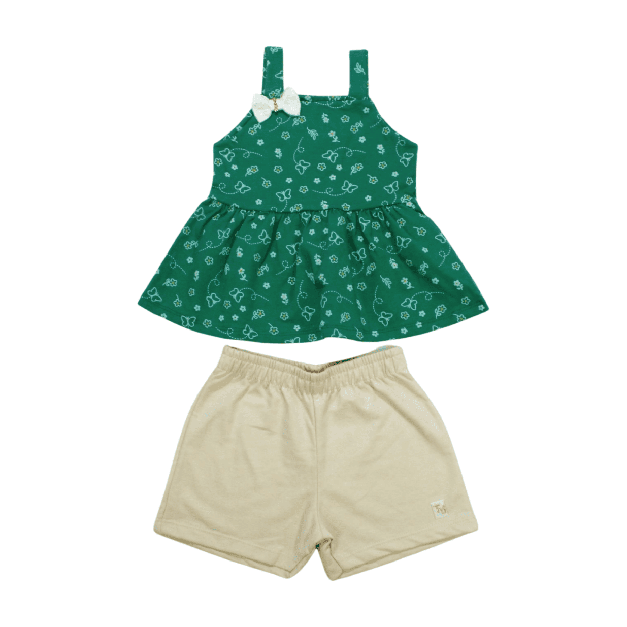 Conjunto Feminino Blusa Estampada Borboletas e Shorts Moletinho 11529 - Tiny Joy