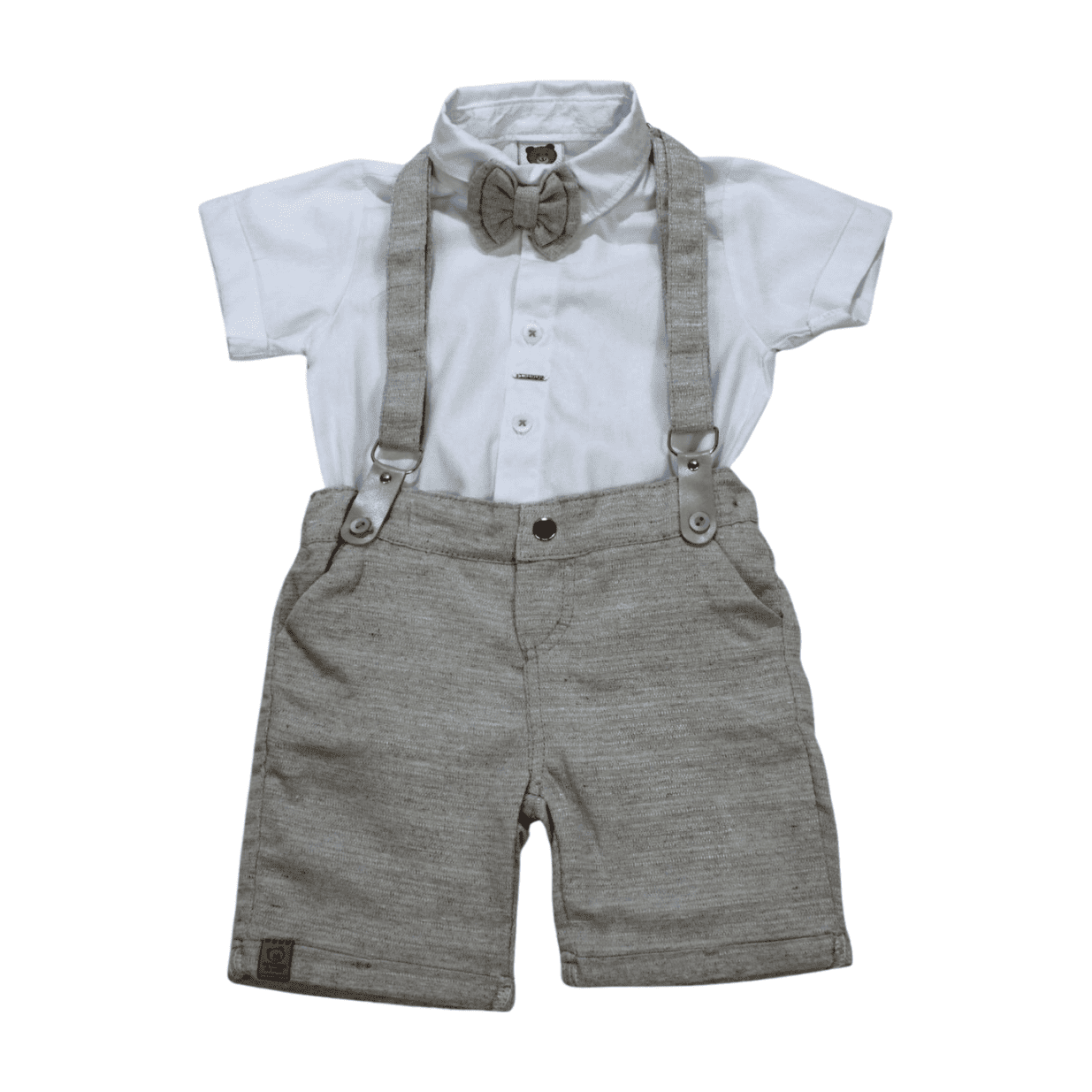Conjunto Masculino Body Camisa e Bermuda com Suspensório 263789 - Aconchego do Bebê