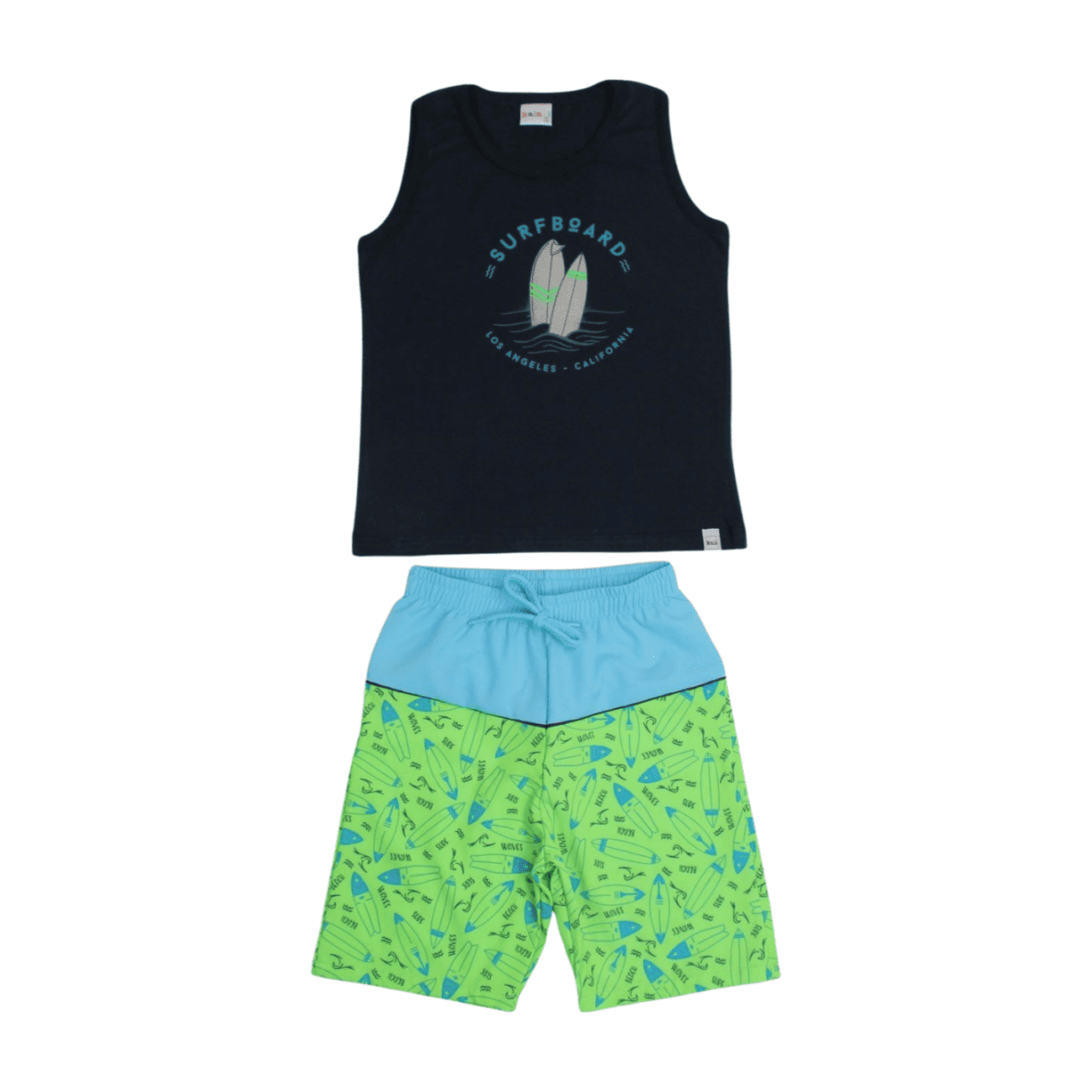 Conjunto Masculino Regata e Bermuda Tactel Estampado Pranchas 11469 - Kaiani