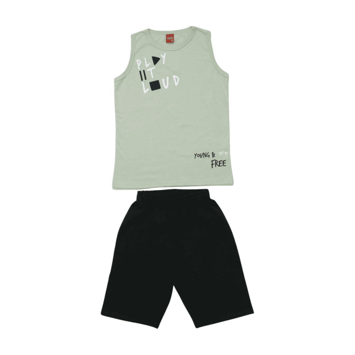 Conjunto Masculino Regata Estampa Play e Bermuda Moletinho 1000400 - Kyly