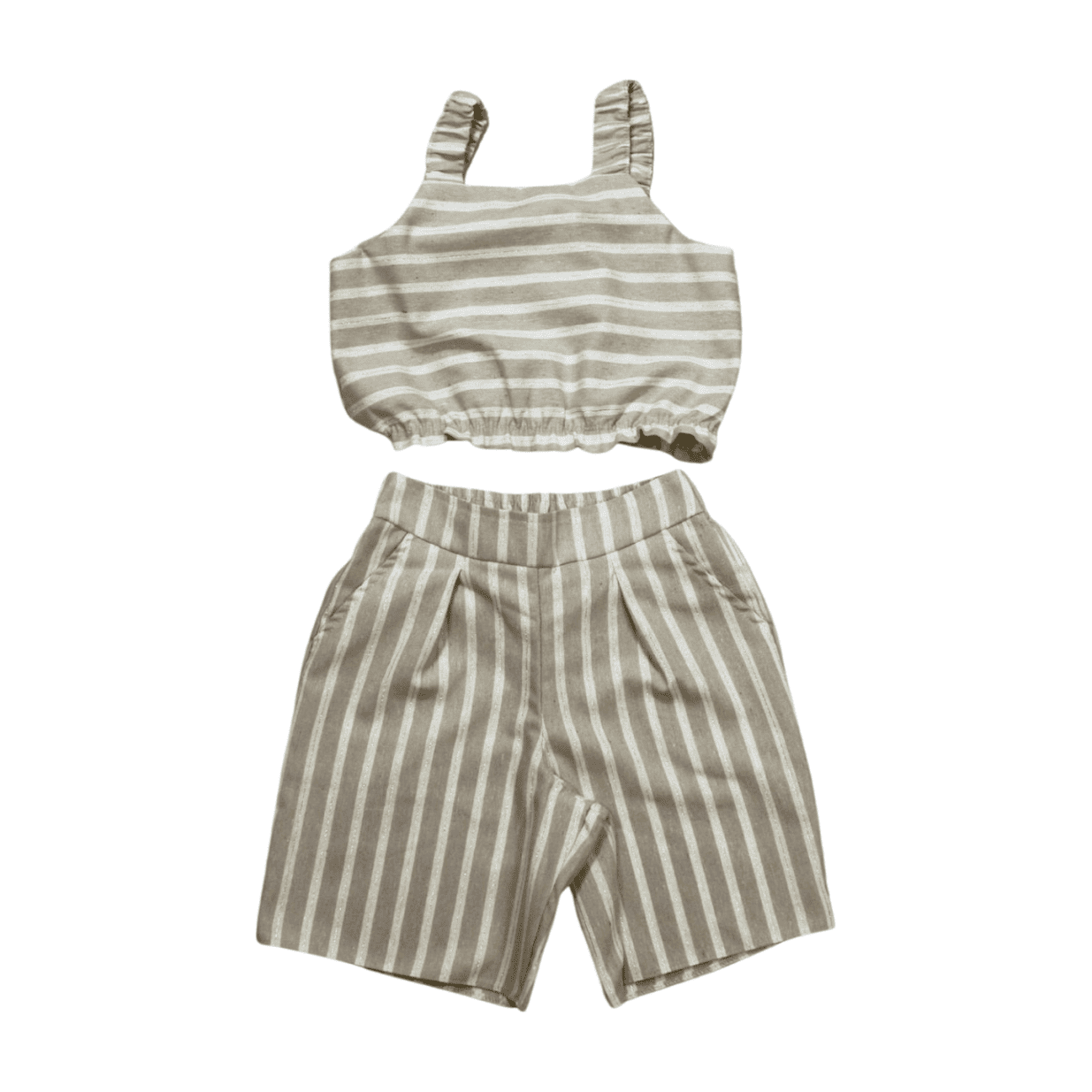 Conjunto Feminino Blusa e Bermuda Tecido Listrado 42955 - Alakazoo