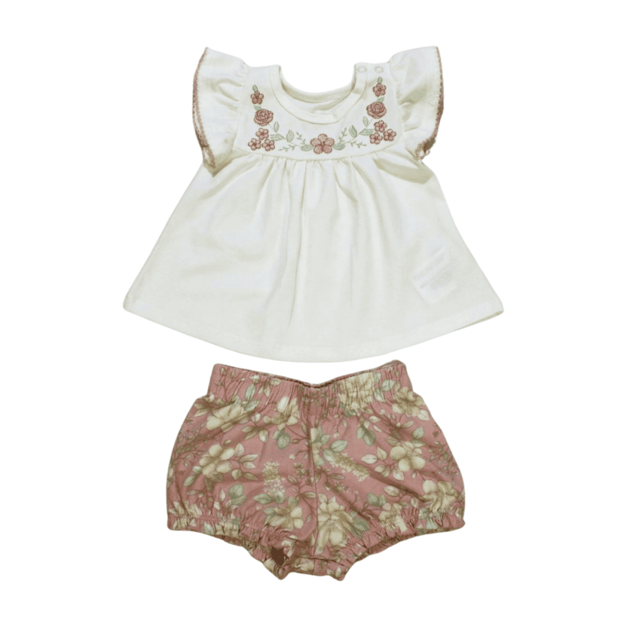 Conjunto Feminino Blusa e Shorts Estampado Flores 2000627 - Milon