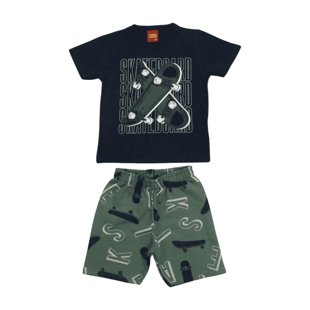 Conjunto Masculino Camiseta e Bermuda Estampada Skates 1000601 - Kyly