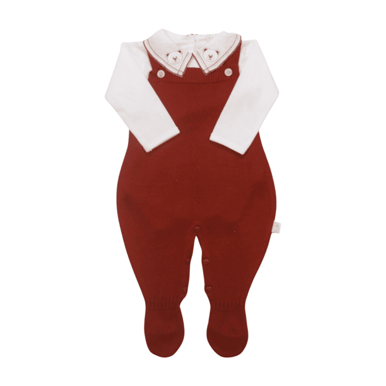 Macacão Tricô Longo Masculino com Body Bordado Urso 2 Peças 2693 - Chandra