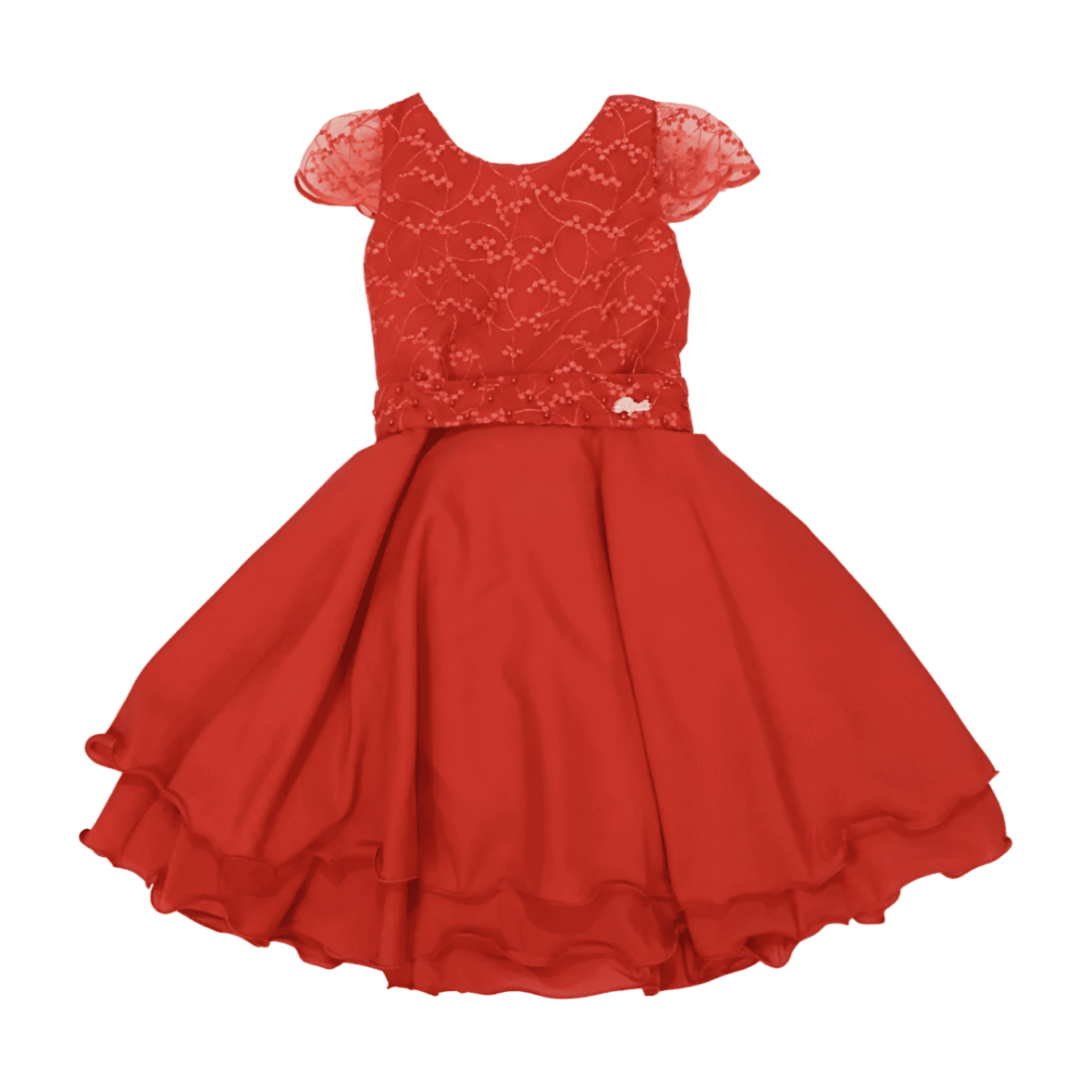 Vestido com Tule Bordado 4500A – Pupila