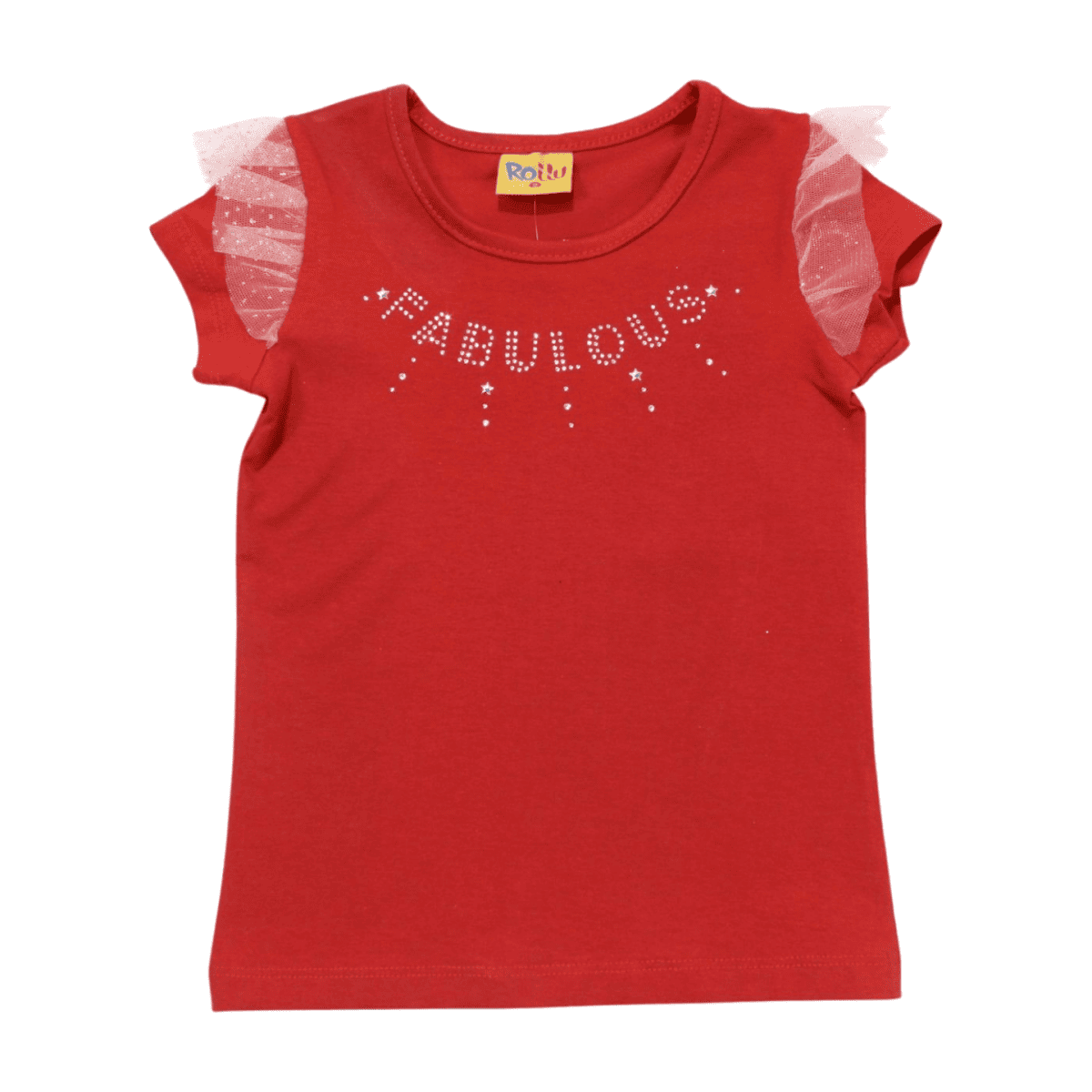 Blusa Manga Curta Fabulous com Strass e Tule 22129 - Rollu