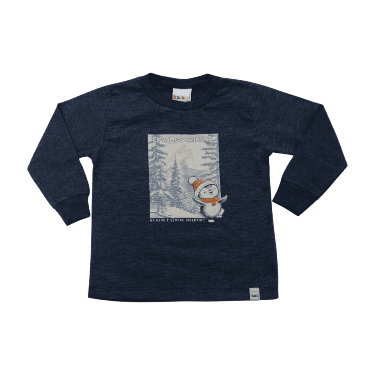 Camiseta Flamê Manga Longa Estampa Pinguim 11718 - Kaiani