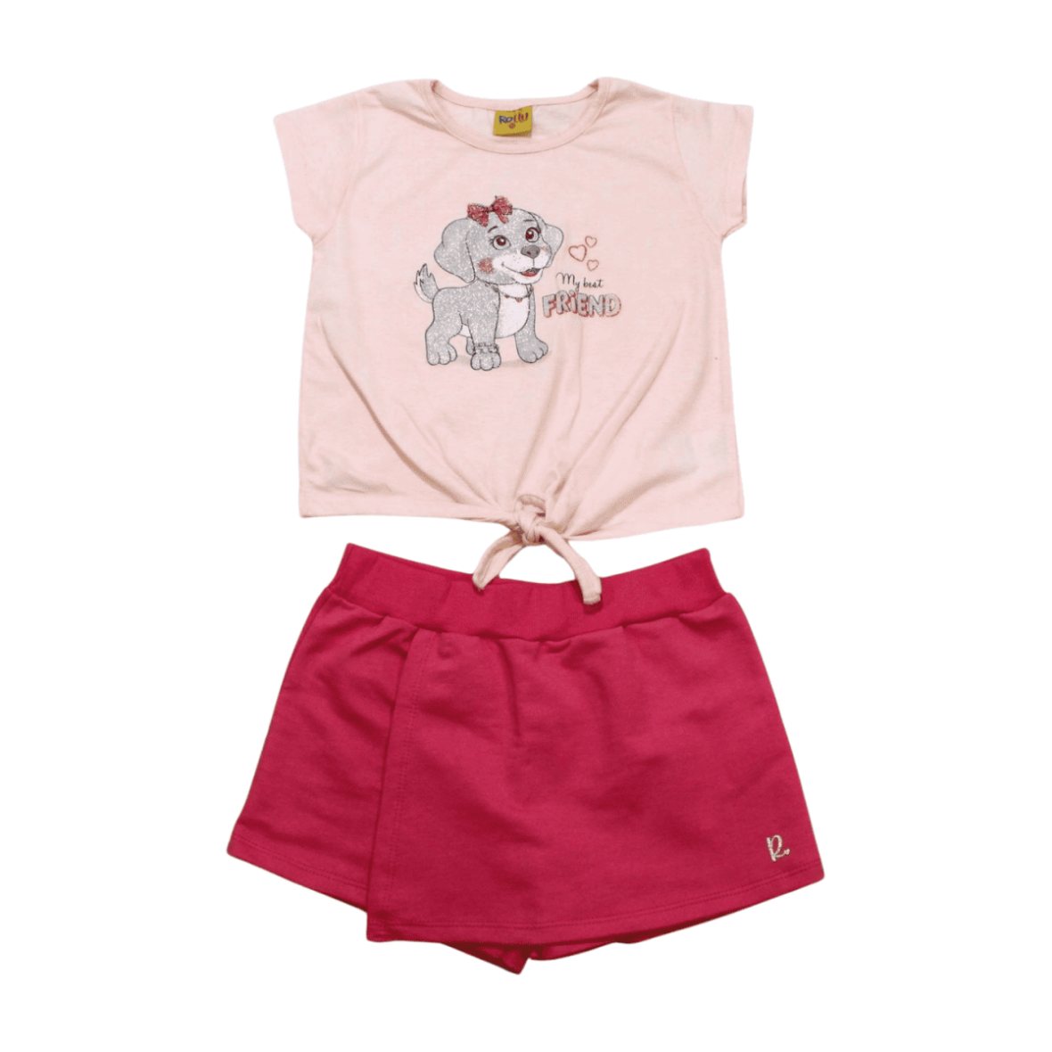 Conjunto Feminino Blusa Estampa Dog e Shorts Saia Moletinho 22148 – Rollu