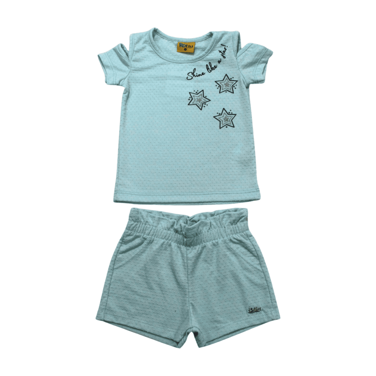 Conjunto Feminino Blusa Estampa Estrelas e Shorts Poa 22146 - Rollu