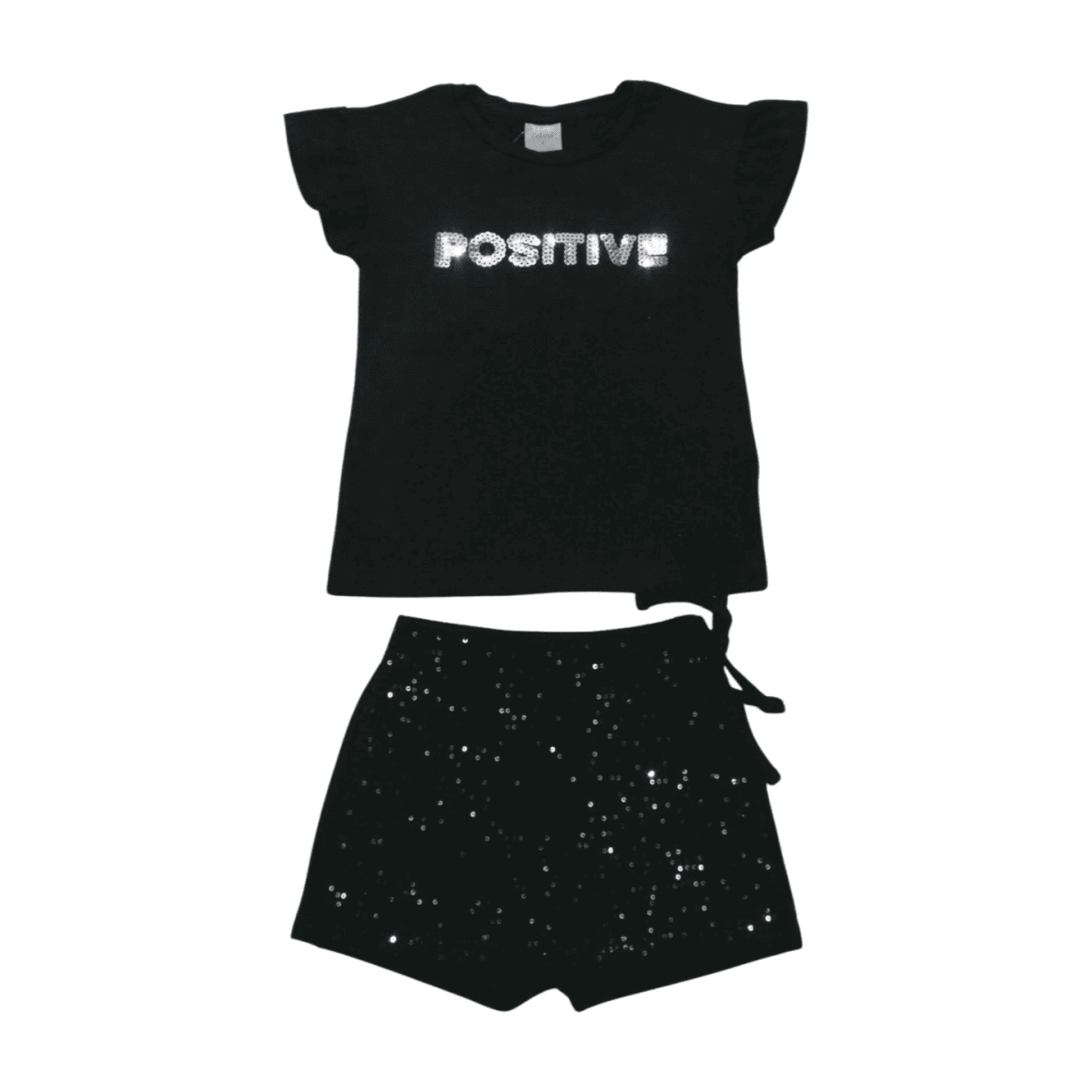 Conjunto Feminino Blusa Positive e Shorts Saia Paetê 22320 - Two Colors