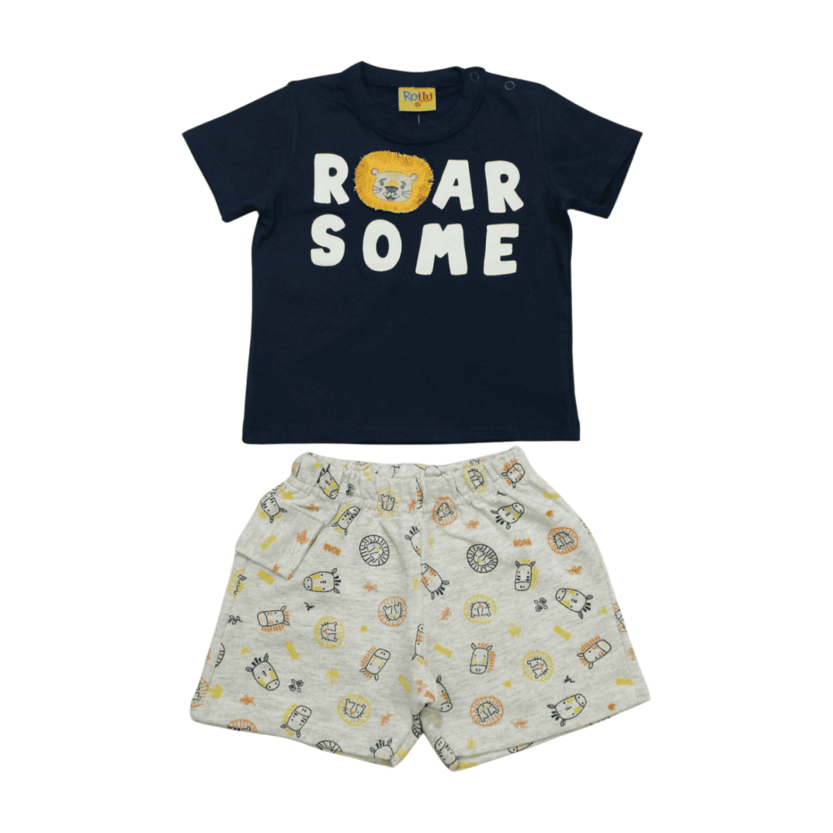 Conjunto Masculino Camiseta e Bermuda Estampa Bichos 22224 - Rollu