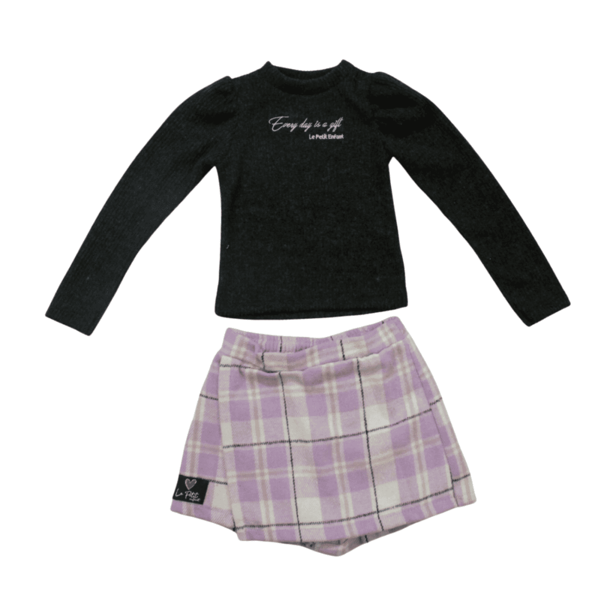 Conjunto Longo Feminino Blusa Canelada e Shorts 1461 - Le Petit