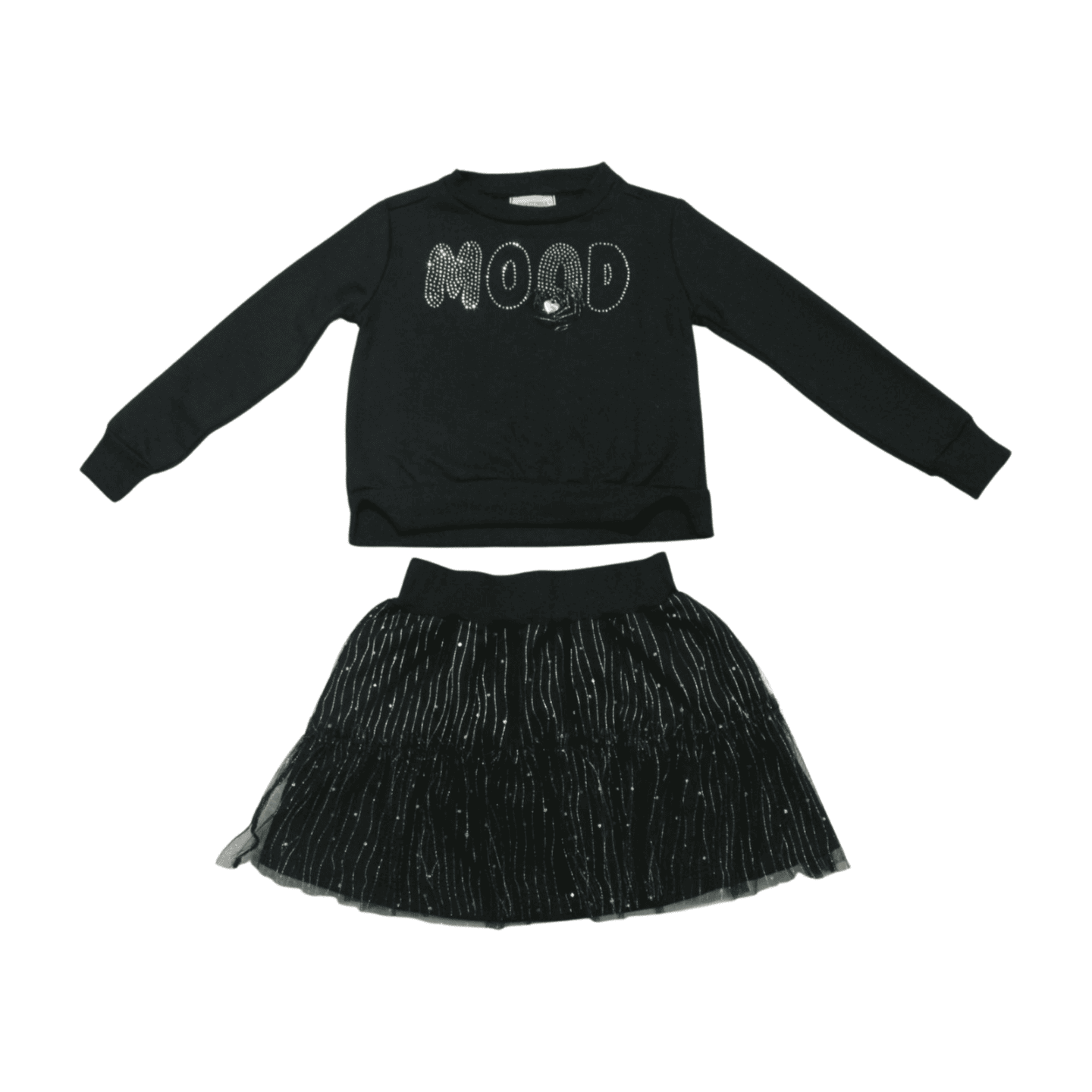 Conjunto Longo Feminino Blusão em Moletom e Saia com Tule 7757 - Pokotinha