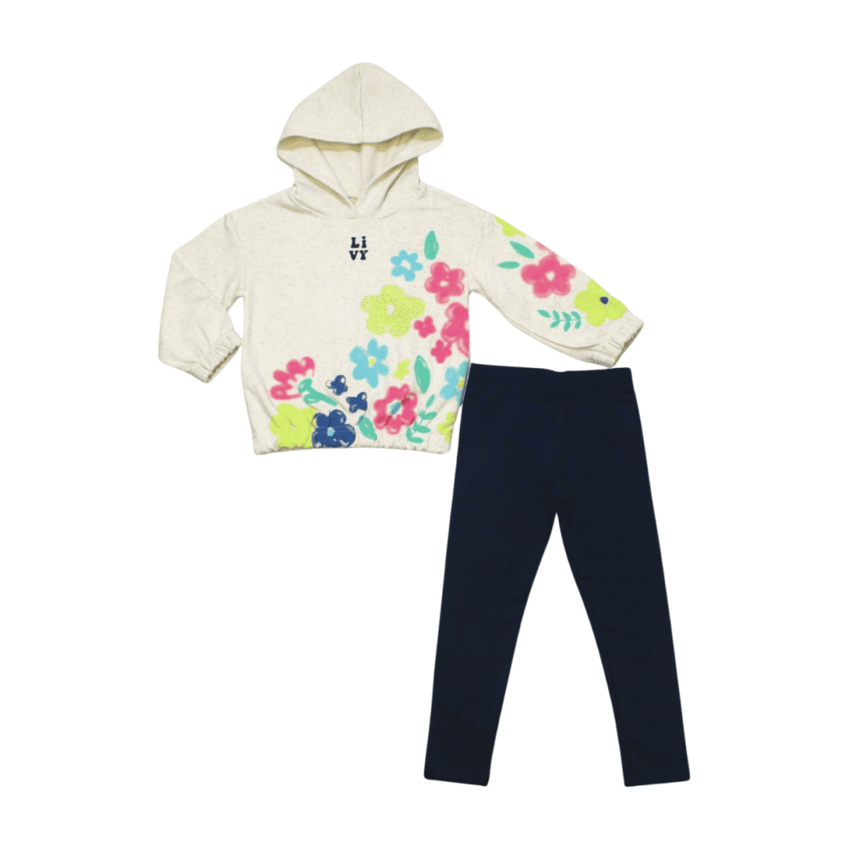 Conjunto Longo Feminino Blusão Estampado Flores e Legging 9029 - Livy