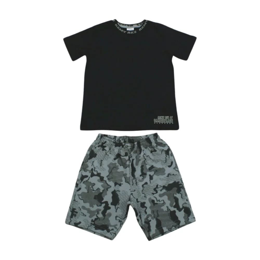Conjunto Masculino Camiseta e Bermuda Moletinho Camuflada 39710 – Alakazoo