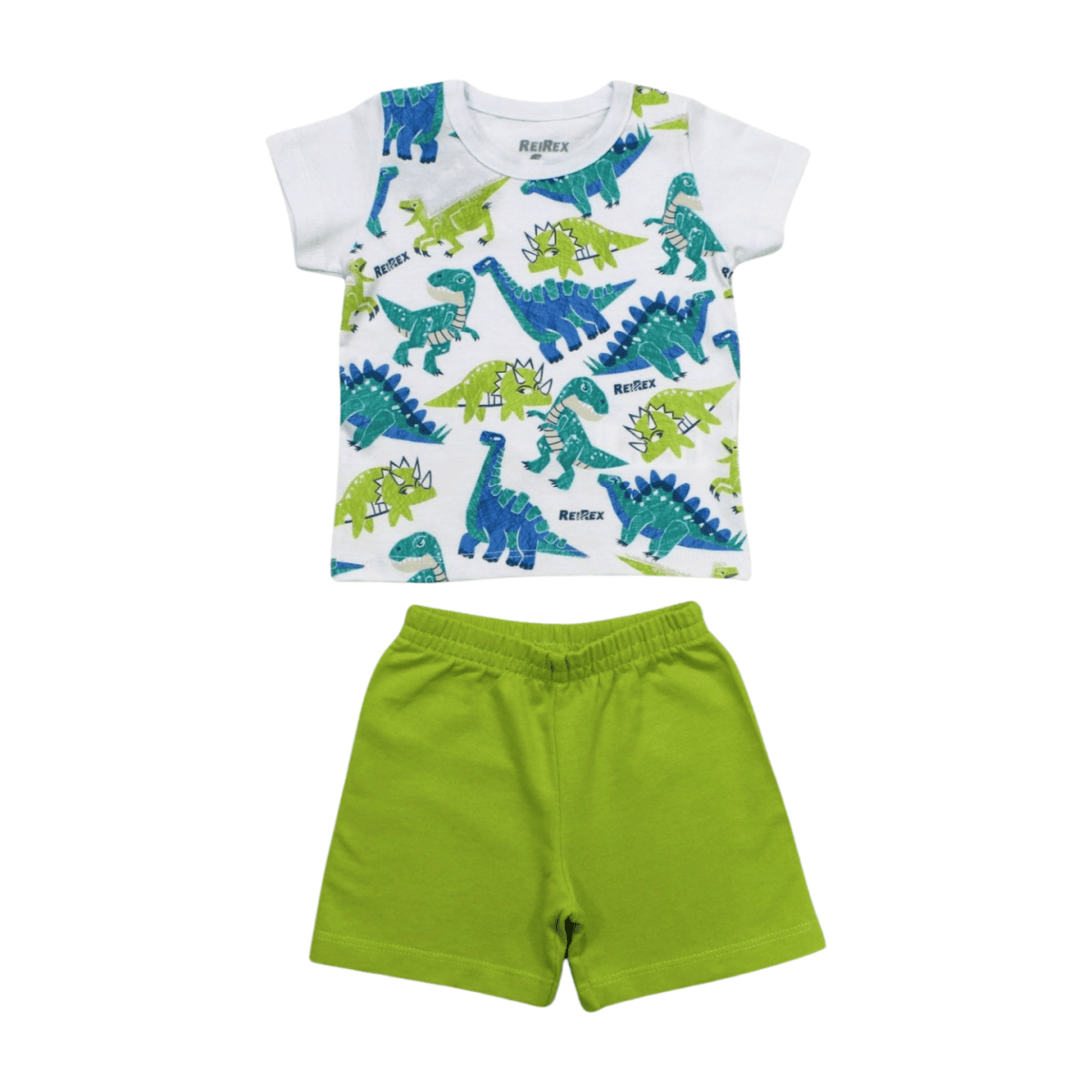 Conjunto Masculino Camiseta Estampa Dinos e Bermuda Moletinho 47002 - Rei Rex